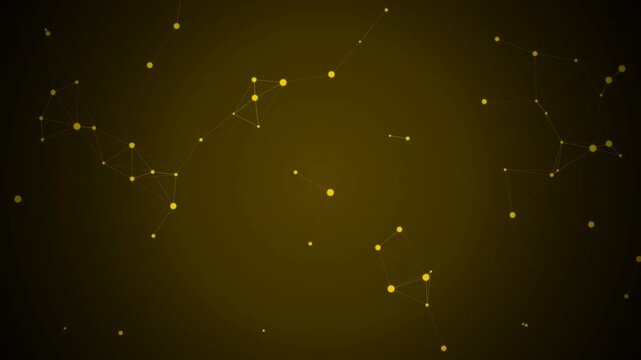 Abstract Gold Digital Plexus Network Connection Loop 4K, Luxury golden digital biome interface featuring shiny connected nodes. Abstract yellow neural network, Seamless 4K Loop ProRes 4444.