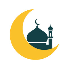 Islamic mosque and crescent moon icon Vector © Jamila