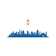 Modern city skyline with lantern Vector