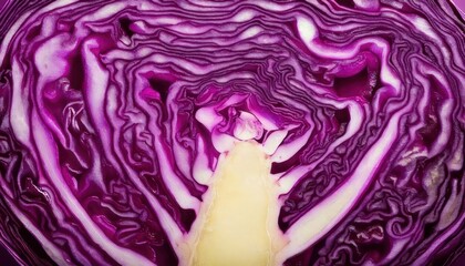 Obraz premium Striking Close-Up of a Vibrant Red Cabbage Interior.