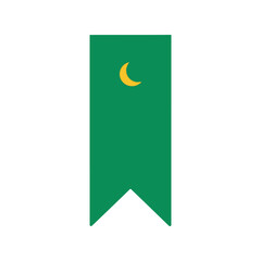 Green banner with yellow crescent moon Vector © Jamila