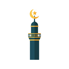 Obraz premium Minaret with crescent and star icon Vector