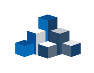 Fototapeta premium Abstract Stacked Cubes Illustrating Growth or Hierarchy Isolated on White