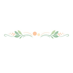 Naklejka premium Soft Floral Divider with Leaves and Dots
