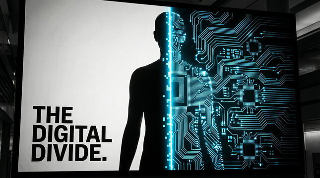 Conceptual Display of Digital Divide Representing Human Integration with Technology and Social Inequality