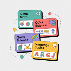 Educational Subjects Digital Cards Modern Flat Design Illustration