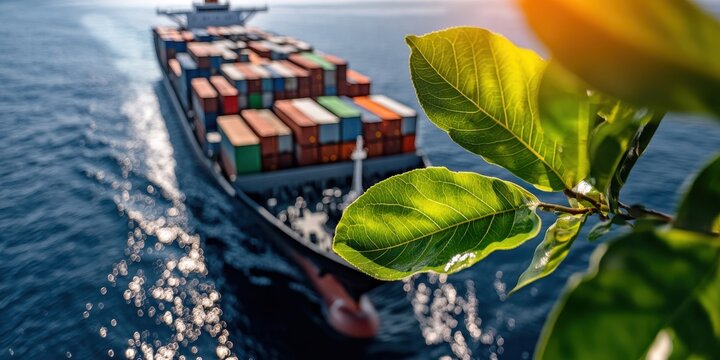 Innovative cargo ship sailing through clear blue ocean waters