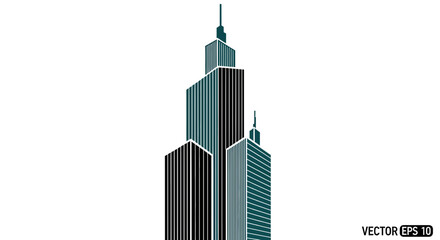 Obraz premium Architectural Design Demonstrating Structure Of Unique Skyscrapers In A Contemporary Style