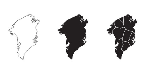 Greenland Administrative Maps Silhouette   Conceptual Map of Greenland Shattered by Global Superpower Conflict   Black Silhouette Map of Greenland Island Isolated on White   Minimalist Greenland Map  © Saif Ullah