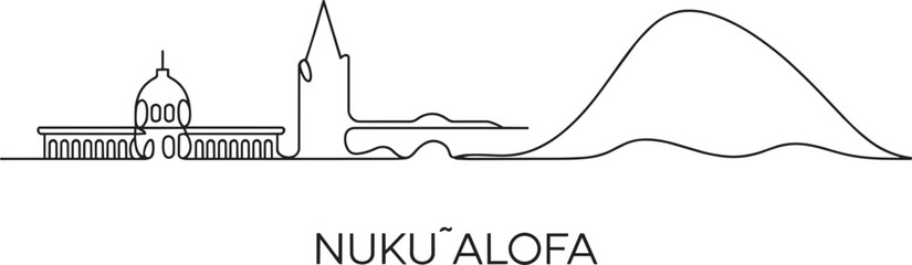 Nuku alofa vector outline cityscape, tonga travel and tourism architecture line art background