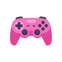 Pink gamepad controller joystick icon, colorful vector flat style illustration © point of BORT