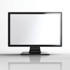 Fototapeta premium Sleek modern blank computer monitor display on glossy surface