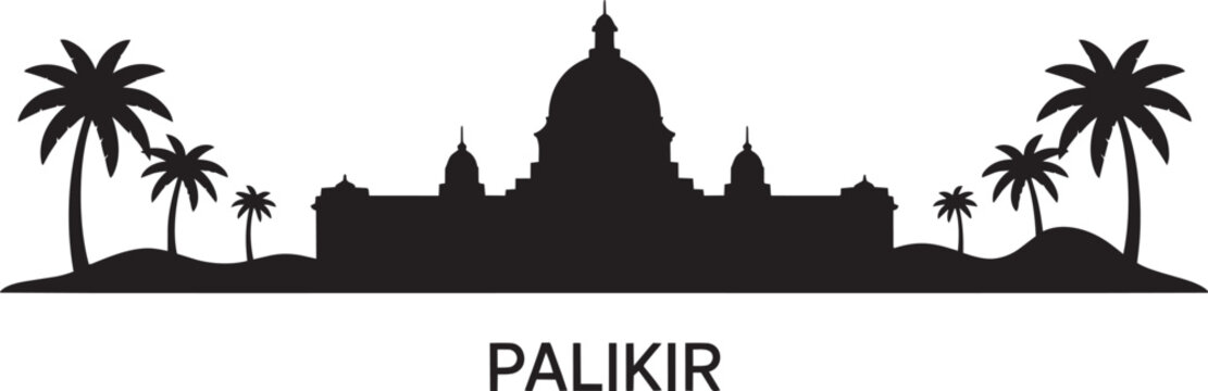 Palikir city skyline with main landmarks. vector illustration in flat style on transparent background