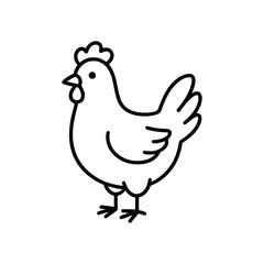 Fototapeta premium Simple outline drawing of a friendly chicken, perfect for farm-themed designs