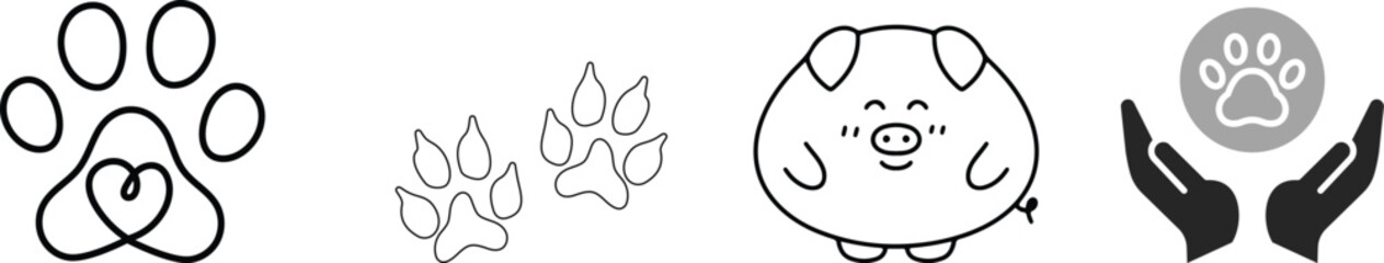 Obraz premium Animals line icon set featuring a clean, minimal, and modern outline style designed for premium visual projects. animal symbols created with thin, wildlife making ideal for contemporary design needs.