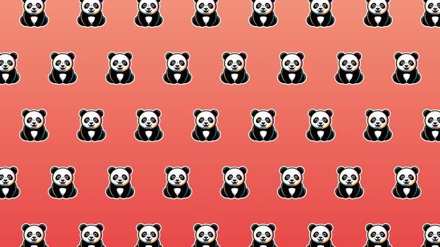 Animated Panda Sticker Pattern &ndash; Seamless Looping Cute Panda Icons on Soft Orange Gradient Background