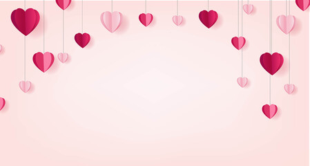 Valentines Day Poster With Origami Hearts