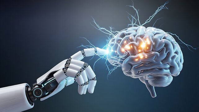 Neural Interface Concept of Human Brain Syncing with Artificial Intelligence Data