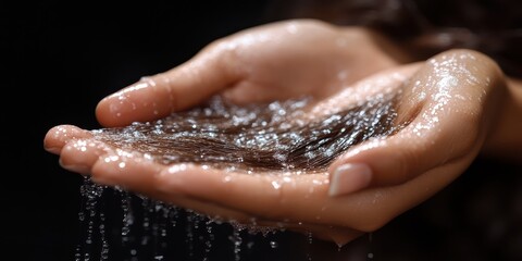Fototapeta premium Hair loss during a gentle rinse after washing with shampoo