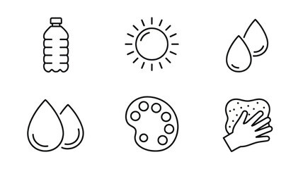 Water and Hygiene Line Icons
Clean Health Symbol Set