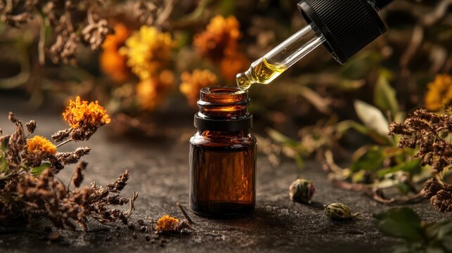 Beauty elixir from nature's bounty in a serene close-up setting