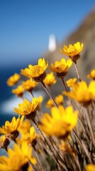 Fototapeta premium Vibrant superbloom near Big Sur lighthouse by the ocean