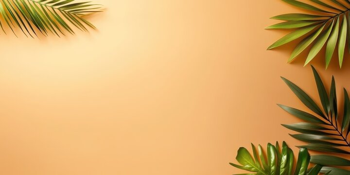 Tropical vibes captured in warm brown and beige summer flat lay