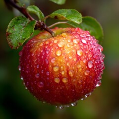 Fresh apples macro closeup with water droplets picture