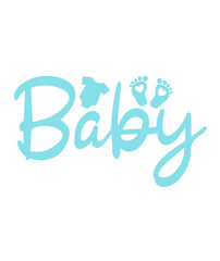 Fototapeta premium Baby typography design on plain white transparent isolated background for card, shirt, hoodie, sweatshirt, apparel, tag, mug, icon, poster or badge