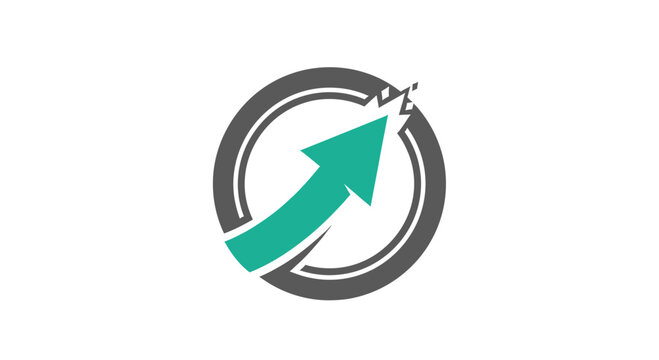 Ascending Arrow Piercing Circle Logo Concept for Business Growth and Success Visualization