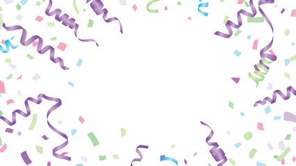 Fototapeta premium Confetti and streamers on transparent background