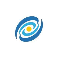 Abstract Swirl Logo Design with Central Yellow Dot.