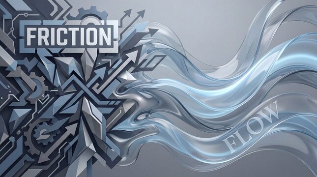 A futuristic abstract illustration of friction and flow in a dynamic design