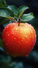 Healthy apples with dew drops vibrant fruit photography image