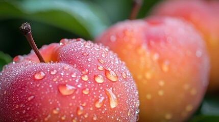 Nectarine farm fresh fruit with dew macro photo