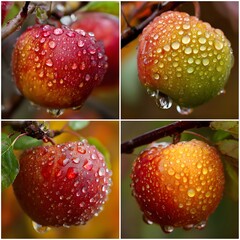 Nectarine fresh harvest fruit with dew drops natural image