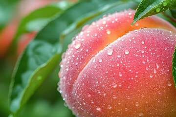 Nectarine natural ripe fruit dew sparkle macro photo