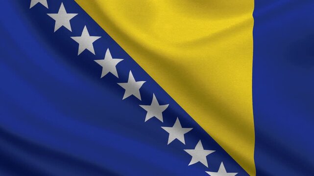 Bosnia and Herzegovina flag waving looping footage Full 4K (3840 x 2160) Closeup Full 4K (3840 x 2160) footage. Bosnia and Herzegovina country flags. March 1st