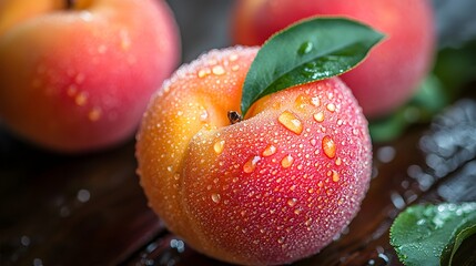Nectarine organic fresh fruit moisture detail macro picture