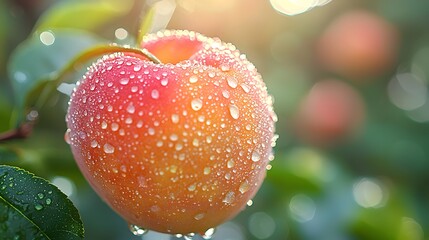 Nectarine ripe juicy fruit macro water beads photo