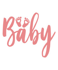 Fototapeta premium Baby typography design on plain white transparent isolated background for card, shirt, hoodie, sweatshirt, apparel, tag, mug, icon, poster or badge