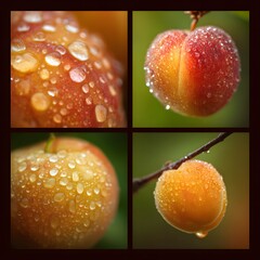 Nectarine sweet stone fruit glistening with moisture macro photo