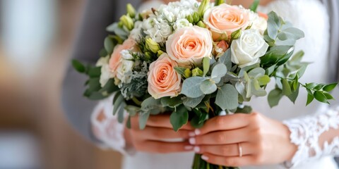 Florist creates a stunning wedding bouquet with delicate touches