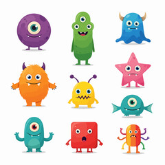 Obraz premium set of cute monsters. vector illustration