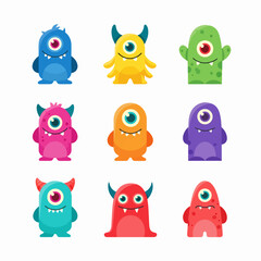 Obraz premium Funny cool cartoon monster with big horns. Vector illustration
