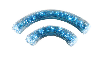 Glowing blue wifi symbol with sparkles isolated on transparent background