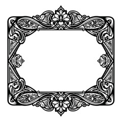 Ornate floral border frame design element isolated on white