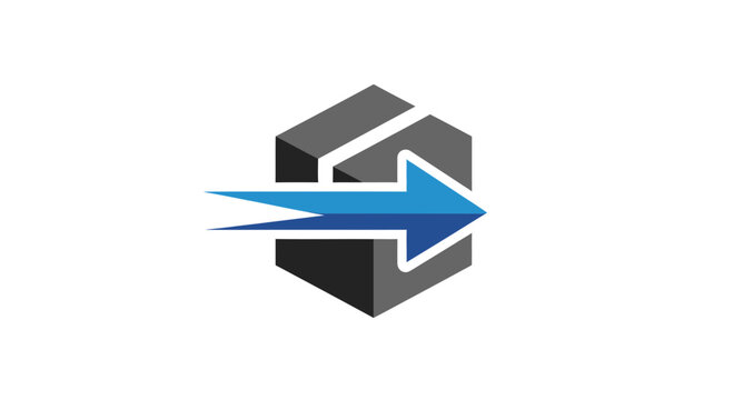 Directional Arrow Emerging From Geometric Shape Indicating Expansion And Progress