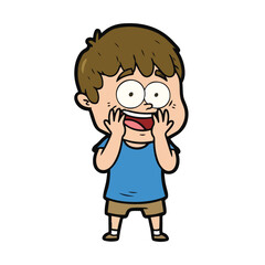 Cartoon boy with shocked expression and hands on face