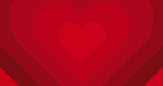 Moving hypnotic red Heart in fast motion. Seamless Psychedelic hearts for Valentines day concept. The 14th of February.